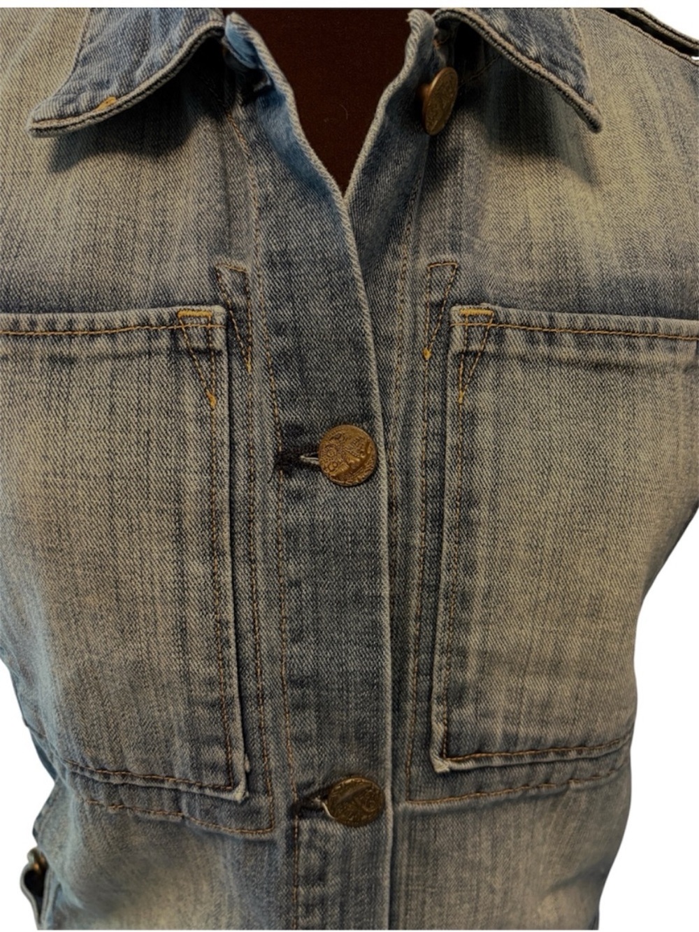 McGuire Denim Abby Rose Sleeveless Fitted Vest Distressed Denim Womens size XS - Picture 9 of 12